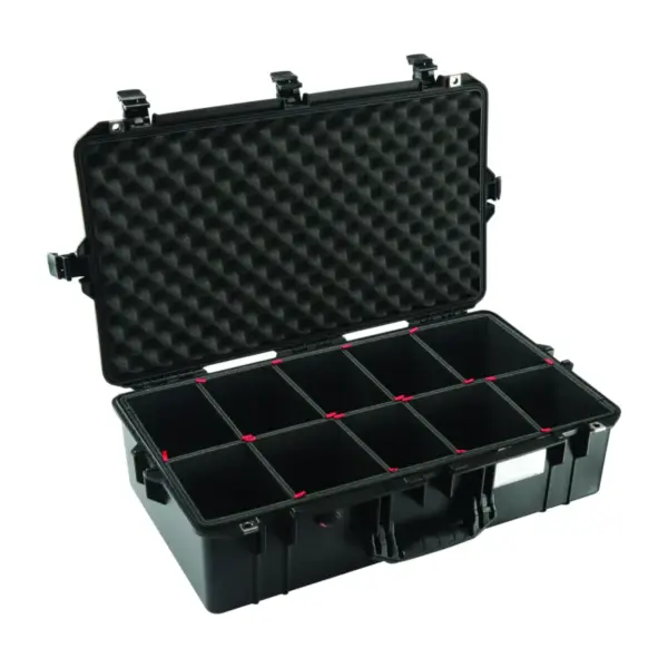 Peli Air Case 1605, Schwarz, geöffnet, mit TrekPak-Trennsystem