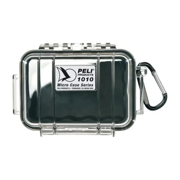 Peli Case 1010, Transparenter Deckel, schwarze Einlage, mit Karabinerhaken