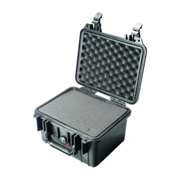 Peli Protector Case 1300, Schwarz, geöffnet, mit Schaumstoff