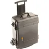 Peli Protector Case 1560M, Schwarz, aufrecht mit Fahrgestell und Teleskopgriff