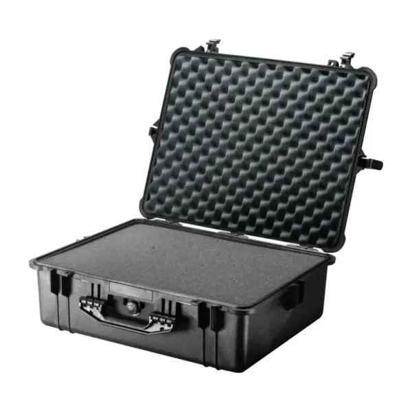 Peli Protector Case 1600, Schwarz, geöffnet, mit Schaumstoff