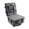 Peli Protector Case 1640, Schwarz, geöffnet, mit Schaumstoff und Deckel-Organizer