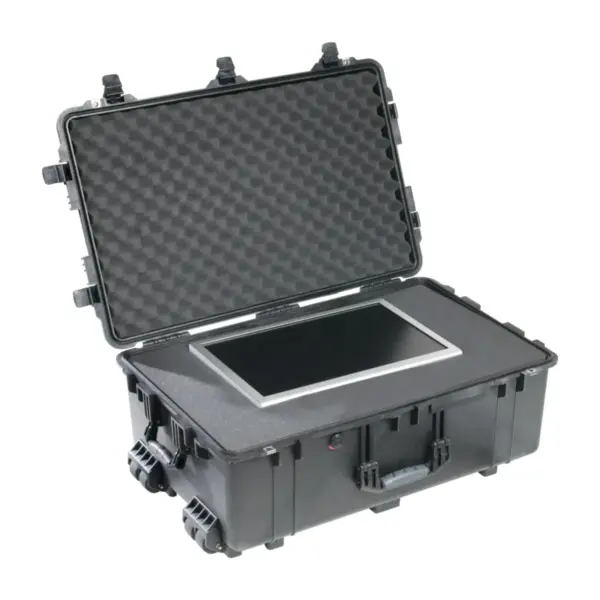 Peli Protector Case 1650, Schwarz, geöffnet, mit Schaumstoff