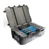 Peli Protector Case 1730, Schwarz, geöffnet, mit Schaumstoff und eingelegten Geräten
