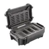 Peli Ruck Case R60, Schwarz, geöffnet, mit Halteplatten